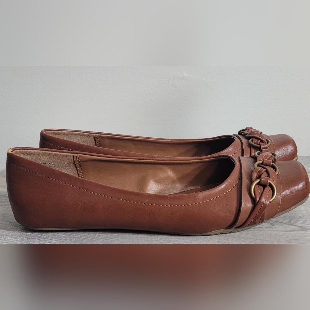 Kenneth Cole Reaction Brown Leather Slip On Ballet Flats. Size 8.5 - Picture 1 of 8